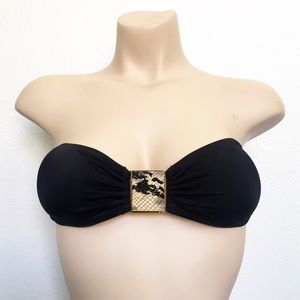 [ViX] Ibiza black bandeau snake skin pendent top